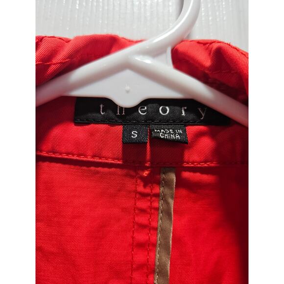 THEORY WOMEN Red Orange Peacoat Double Breasted Lightweight Jacket Size S - Picture 2 of 10